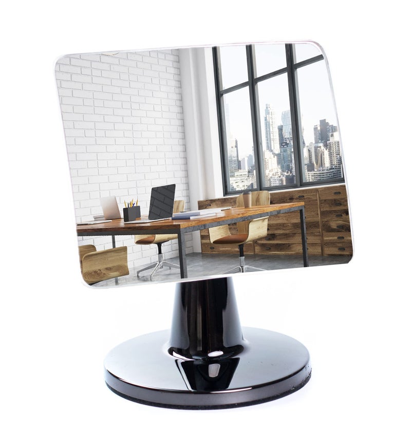 WatchYrBack Desk and Cubicle Mirror to see behind you, CONICAL SHAPED Stand with detachable Wide Angle real glass Mirror, SMALL & DISCRETE, beautiful design, perfect curvature for an exceptionally clear view - Image 1